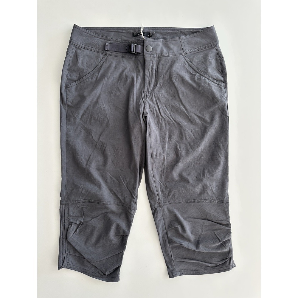 Prana Jasmine Pant Women 8 Gray Cinch 3/4 Length Knicker Hiking Climbing Travel